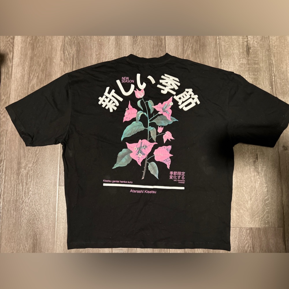 ASOS Black Oversized T-Shirt Back Japanese Letters Design New Season Size Small